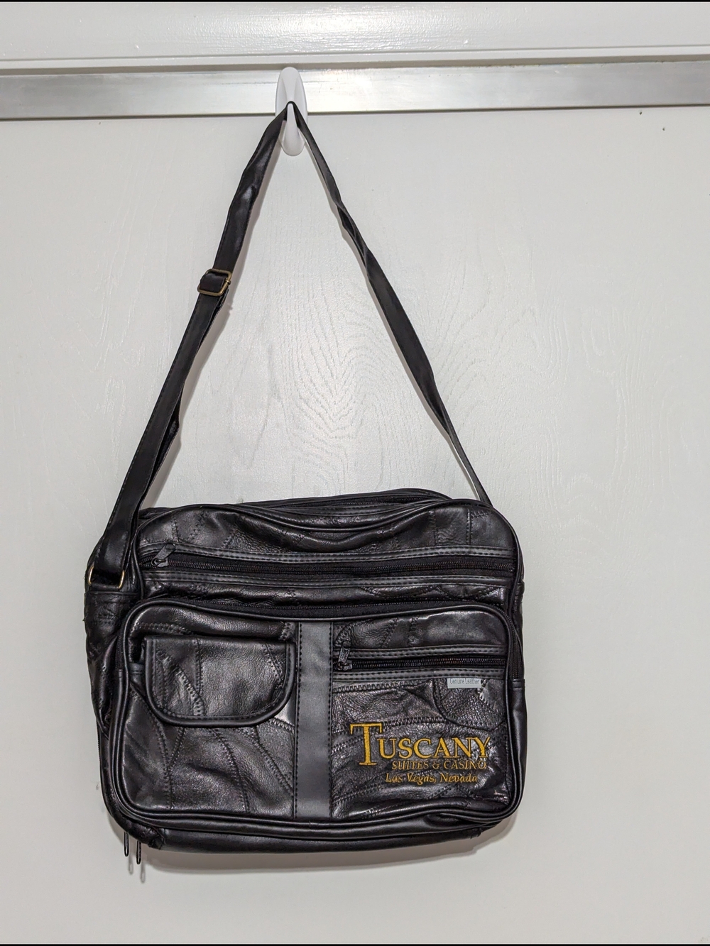 Leather Black Crossbody Laptop Bag